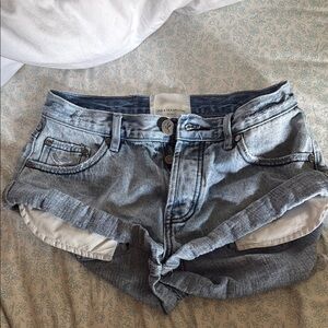 One Teaspoon Blue Distressed Jean Shorts